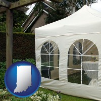 indiana map icon and a garden party tent