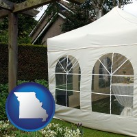 missouri map icon and a garden party tent
