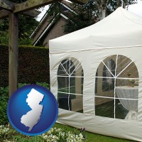 new-jersey map icon and a garden party tent
