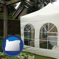 oregon map icon and a garden party tent