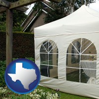 texas map icon and a garden party tent