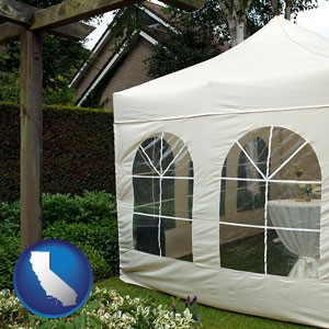 a garden party tent - with California icon
