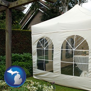 a garden party tent - with Michigan icon
