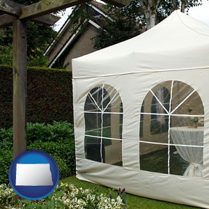 a garden party tent - with North Dakota icon
