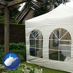 a garden party tent - with West Virginia icon